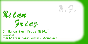 milan fricz business card